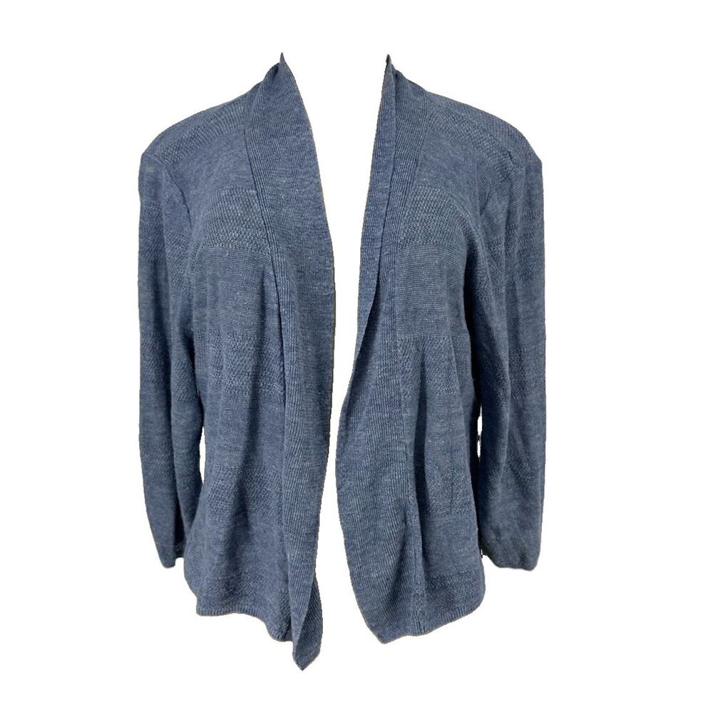 Cynthia Rowley Large Women Open Front Cardigan Sweater Cropped Linen N17